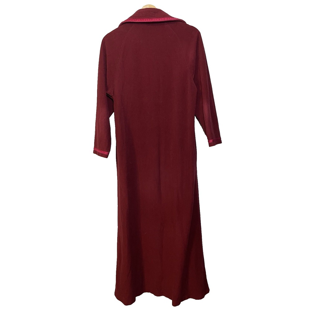 Vanity Fair Velour Robe Womens Small Burgundy Red Pearl Snap Cozy Comfy Pocket - Picture 2 of 6